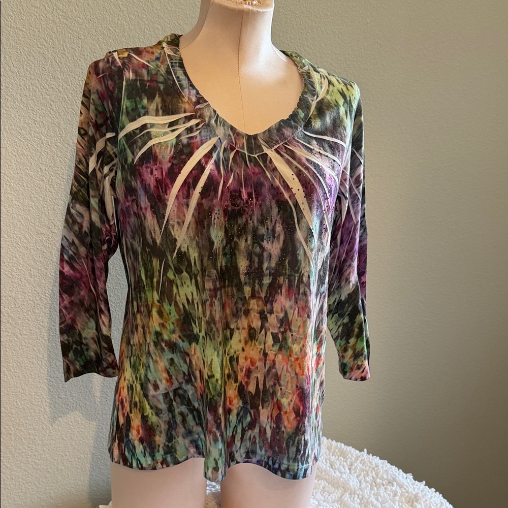 Chico's Colorful Abstract Pattern Blouse